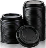 1000x 90mm Plastic Disposable 12oz/16oz Coffee Cup Lids - Black (Bulk Pack)