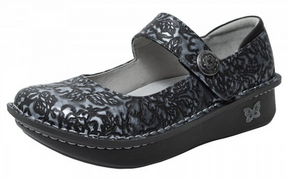 Alegria Paloma Womens Mary Jane Shoes - Chrome Bloom (Slip-On Nursing Clogs w/Arch Support)
