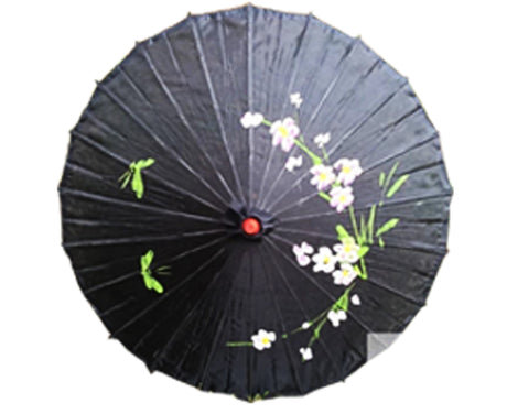 PARASOL UMBRELLA Chinese Japanese Bamboo Flower Pattern Fabric 80cm Diameter - Hot Pink