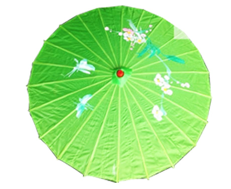 PARASOL UMBRELLA Chinese Japanese Bamboo Flower Pattern Fabric 80cm Diameter - Orange