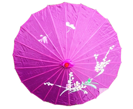 PARASOL UMBRELLA Chinese Japanese Bamboo Flower Pattern Fabric 80cm Diameter - Sky Blue