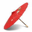PARASOL UMBRELLA Chinese Japanese Bamboo Flower Pattern Fabric 80cm Diameter - Red