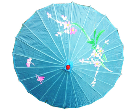 PARASOL UMBRELLA Chinese Japanese Bamboo Flower Pattern Fabric 80cm Diameter - Yellow