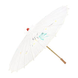 PARASOL UMBRELLA Chinese Japanese Bamboo Flower Pattern Fabric 80cm Diameter - White