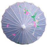 2pc Set Parasol Umbrella Black + White Chinese Japanese Bamboo Flower Pattern