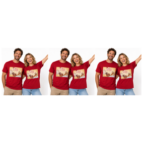3x Adult Merry Christmas & Santa Reindeer T Shirt Pack - Red (100% Cotton Xmas Top)