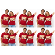 6x Adult Merry Christmas & Santa Reindeer T Shirt Bulk Pack - Red (100% Cotton Xmas Top)