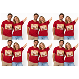 6x Adult Merry Christmas & Santa Reindeer T Shirt Bulk Pack - Red (100% Cotton Xmas Top)