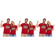 3x Adult Merry Christmas & Happy New Year Wreath T Shirt Pack - Red (100% Cotton Xmas Top)