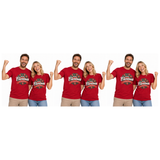 3x Adult Merry Christmas & Happy New Year Wreath T Shirt Pack - Red (100% Cotton Xmas Top)