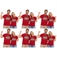 6x Adult Merry Christmas & Happy New Year Wreath T Shirt Bulk Pack - Red (100% Cotton Xmas Top)