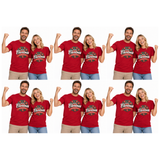 6x Adult Merry Christmas & Happy New Year Wreath T Shirt Bulk Pack - Red (100% Cotton Xmas Top)
