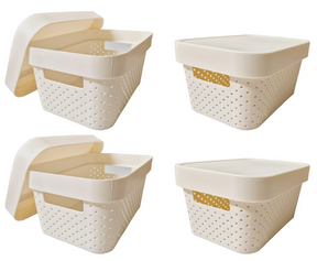 24x 5L Premium Plastic Storage Basket Container Box w/ Lid Bulk (26.5*18*12.5cm)