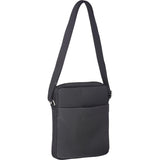 Pierre Cardin Mens Italian Leather iPad Crossbody Bag - Black (with Nylon Trim)