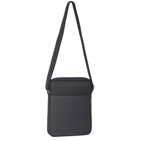 Pierre Cardin Mens Italian Leather iPad Crossbody Bag - Black (with Nylon Trim)