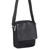 Pierre Cardin Mens Soft Italian Leather Business Crossbody Travel Bag - Black