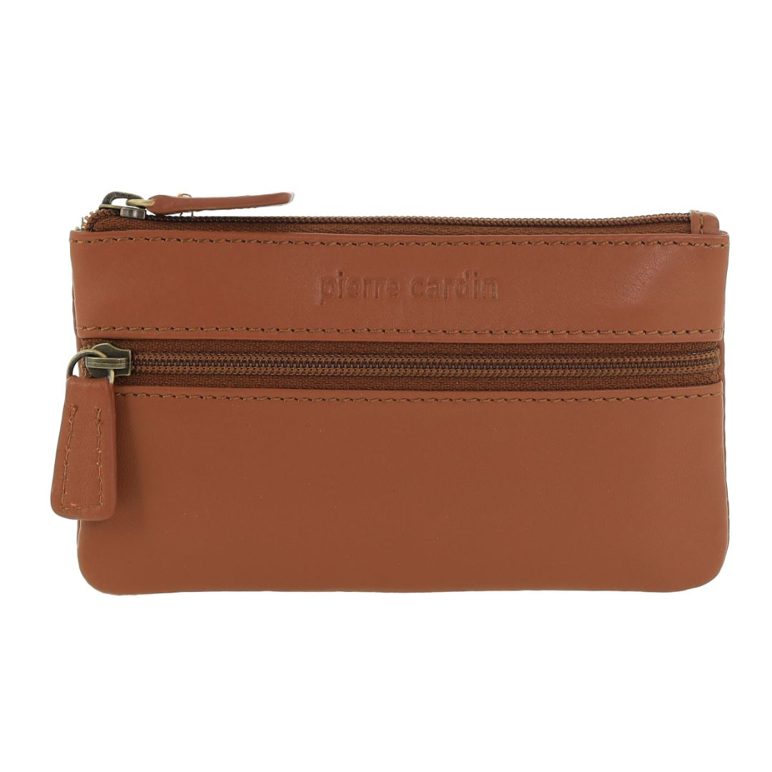 Pierre Cardin Ladies Womens Genuine Leather RFID Coin Purse Wallets - Tan