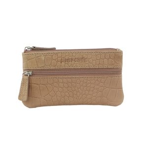 Pierre Cardin Womens Genuine Leather RFID Coin Purse Wallet - Taupe (Croc)