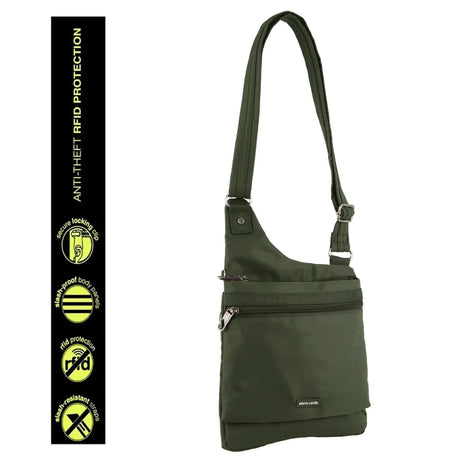 Pierre Cardin RFID Cross Body Bag Travel Anti-Theft Slash Proof - Black