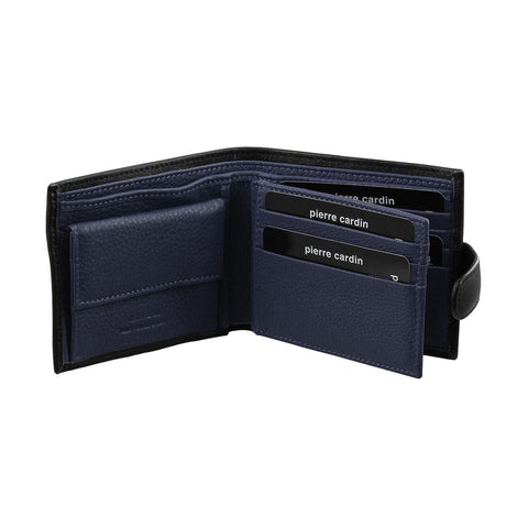 Pierre Cardin Mens Italian Leather Two Tone Wallet - Black Navy