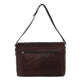 Pierre Cardin Rustic Leather Bag 15" Laptop Computer Messenger Business Travel - Brown