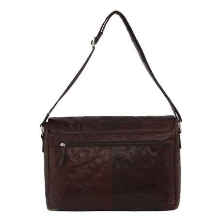 Pierre Cardin Rustic Leather Bag 15" Laptop Computer Messenger Business Travel - Brown