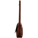 Pierre Cardin Rustic Leather Bag 15" Laptop Computer Messenger Business Travel - Chestnut