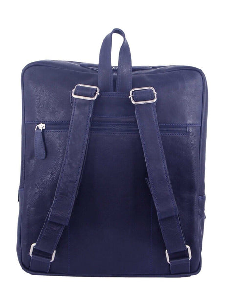 Pierre Cardin Rustic Large Leather Backpack Bag Rucksack Men Women - Midnight