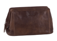 Pierre Cardin Mens Rustic Leather Toiletry Case Bag Travel - Chocolate