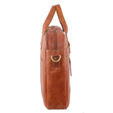 Pierre Cardin Mens Rustic Leather 15" Laptop Computer Messenger Bag - Cognac