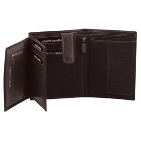 Pierre Cardin Mens Rustic RFID Leather Bi-Fold Wallet - Brown (Card Holder)