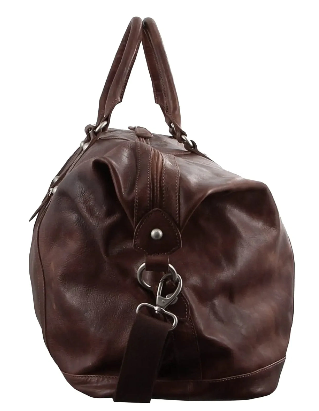 Pierre Cardin Rustic Leather Travel Business Trip Bag Overnight - Chocolate