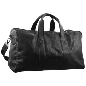 Pierre Cardin Rustic Leather Overnight Travel Bag - Black (Business Weekend Luggage)