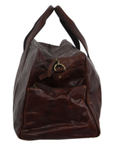 Pierre Cardin Rustic Leather Travel Bag Overnight Business - Chestnut