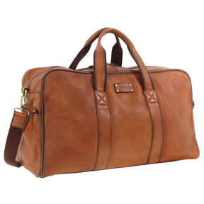 Pierre Cardin Rustic Leather Overnight Travel Bag - Cognac (Business)