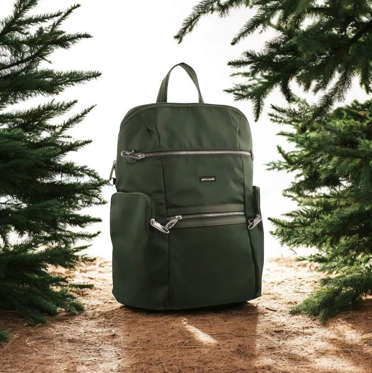 Pierre Cardin RFID Anti-Theft Nylon Travel Backpack Bag - Olive (Slash Proof)
