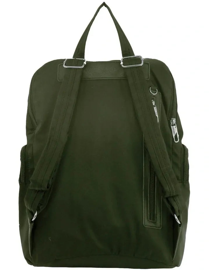 Pierre Cardin RFID Anti-Theft Nylon Travel Backpack Bag - Olive (Slash Proof)