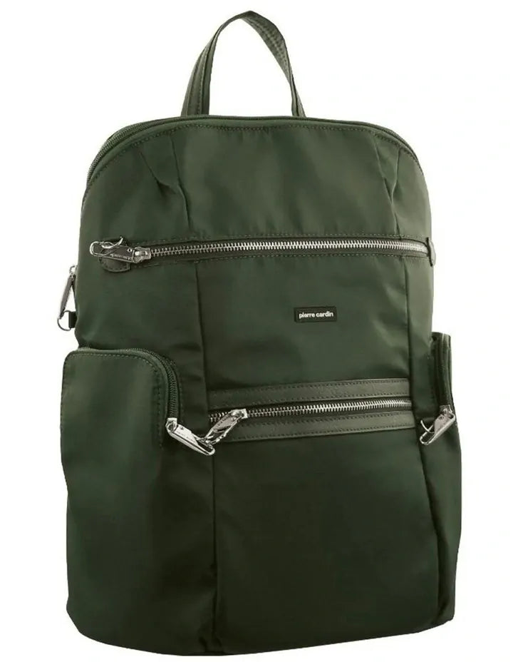 Pierre Cardin RFID Anti-Theft Nylon Travel Backpack Bag - Olive (Slash Proof)