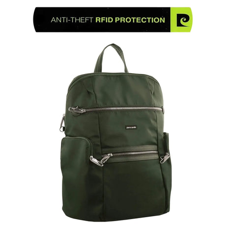 Pierre Cardin RFID Anti-Theft Nylon Travel Backpack Bag - Olive (Slash Proof)