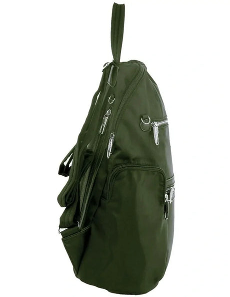 Pierre Cardin RFID Anti-Theft Nylon Travel Backpack Bag - Olive (Slash Proof)