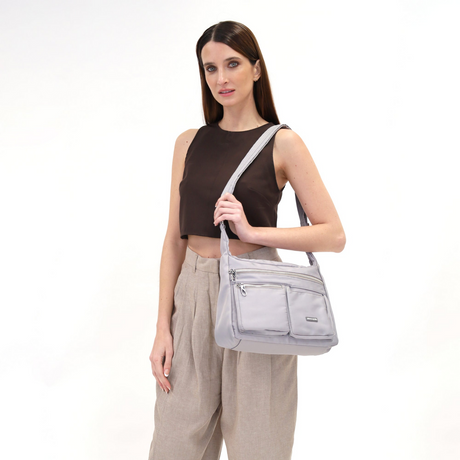 Pierre Cardin Anti-Theft Cross Body Bag RFID Slash Proof Travel - Taupe