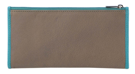 Pierre Cardin Italian Genuine Leather Ladies Wallet - Taupe/Turquiose