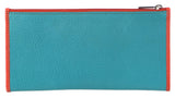 Pierre Cardin Italian Genuine Leather Ladies Bi-Fold Wallet - Turquoise/Orange
