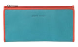 Pierre Cardin Italian Genuine Leather Ladies Bi-Fold Wallet - Turquoise/Orange