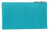 Pierre Cardin Italian Genuine Leather Ladies Trifold Wallet- Orange/Turquoise