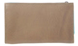 Pierre Cardin Italian Genuine Leather Ladies Summer Trifold Wallet- Turquoise/Taupe