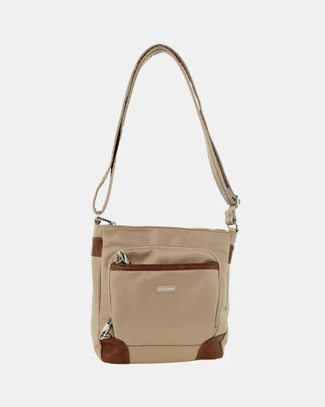Pierre Cardin Nylon Crossbody Anti-Theft Shoulder Bag - Camel (Slash Proof)