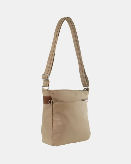 Pierre Cardin Nylon Crossbody Anti-Theft Shoulder Bag - Camel (Slash Proof)
