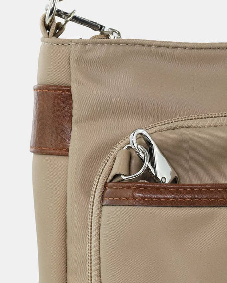 Pierre Cardin Nylon Crossbody Anti-Theft Shoulder Bag - Camel (Slash Proof)