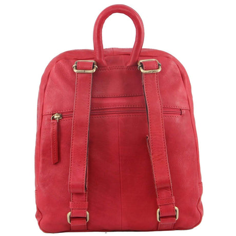 Pierre Cardin Womens Woven Soft Leather Backpack Bag Travel Designer - Red